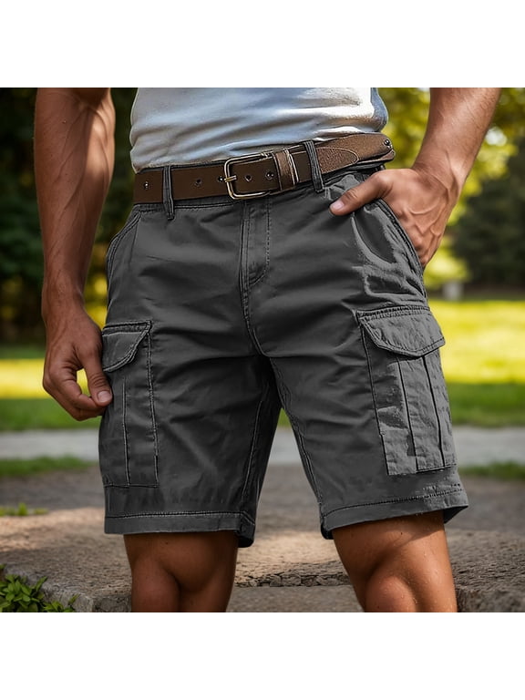 Cargo Shorts for Men Tactical Cotton Hiking Summer Workout Gym Shorts with Multi Pockets, L
