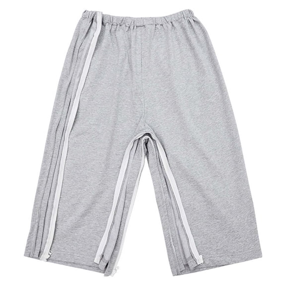 Cargo Shorts for Men Thin Zipper Crotch Casual Shorts Paralyzed Bedridden Fracture Patients Light Gray XXL
