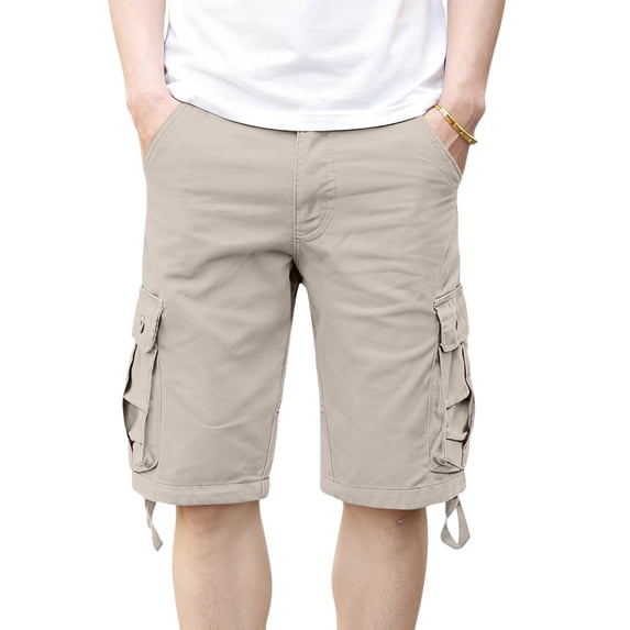Cargo Shorts for Men Work Summer Casual Relaxed Loose Fit Baggy Big and Tall Multi-Pockets Beige 29