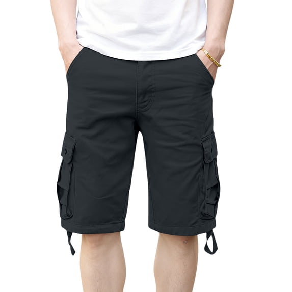 Cargo Shorts for Men Work Summer Casual Relaxed Loose Fit Baggy Big and Tall Multi-Pockets Black 40