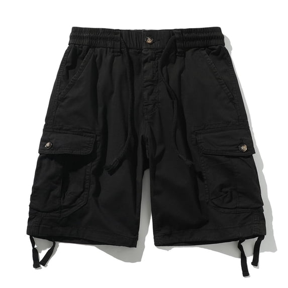 Cargo Shorts for Men's Multi Bag Workwear Pants Summer New Loose Size Outdoor Quarter Pants Mens Work Shorts Cargo Black M