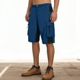 thumbnail image 1 of Cargo Shorts for Men with Pockets Quick-Drying Straight Leg Half Pants Mens Casual Color Block Elastic Waist Breathable Hiking Work Bermuda Short, 1 of 7