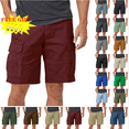 thumbnail image 1 of Cargo Shorts for Men with Pockets Solid Color Straight Buttons Zipper Elastic Cargo Pants Multi Pockets Casual Half Trunks Beach Shorts, 1 of 8