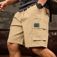 thumbnail image 1 of Cargo Shorts for Men with Pockets and Drawstring Elastic Waist Lightweight Straight Wide Leg Casual Solid Color Athletic Workout Beach Short, 1 of 8