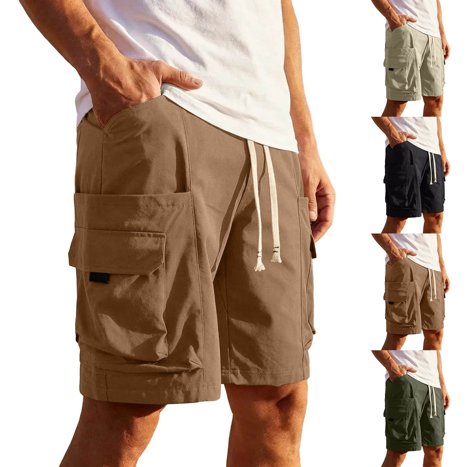 Cargo Shorts for Mens Solid Fitness Training Quick Dry Shorts Man's ...