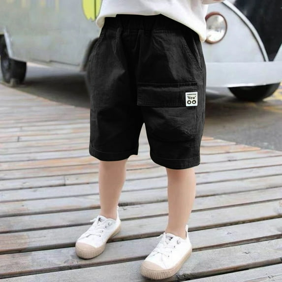 Cargo Shorts for Teens Boys with Pockets Size 4-15 Juniors Kids Casual Solid Elastic Waist Straight Leg Lightweight Loungewear Hiking Short