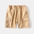 thumbnail image 1 of Cargo Shorts for Toddlers Boys 3-9 Years Kids Straight Wide Leg Elastic Waist Casual Solid Comfort Loungewear Athletic Short with Pockets, 1 of 8