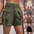 thumbnail image 1 of Cargo Shorts for Women High Waist Faux Jean Shorts Summer Casual Elastic High Waist Shorts with Multi Pocket, 1 of 5