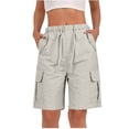 thumbnail image 1 of Cargo Shorts for Women Summer 9'' Hiking Bermuda Shorts with Pockets Drawstring Quick Dry Light Sweat Shorts (L, Gray), 1 of 8