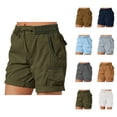 thumbnail image 1 of Cargo Shorts for Women Summer Casual Elastic High Waist Straight Leg Relaxed Fit Lightweight Hiking Shorts with Pockets, 1 of 5