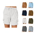 thumbnail image 1 of Cargo Shorts for Women Summer Casual Elastic High Waist Wide Leg Loose Fit Lightweight Hiking Shorts with Pockets, 1 of 5
