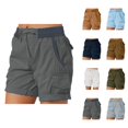 thumbnail image 1 of Cargo Shorts for Women Summer Casual Elastic High Waist Wide Leg Loose Fit Lightweight Hiking Shorts with Pockets, 1 of 6