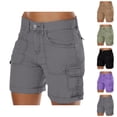 thumbnail image 1 of Cargo Shorts for Women Summer Casual Lightweight High Waisted Straight Leg Relaxed Fit Work Shorts with Pockets, 1 of 6
