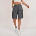 thumbnail image 1 of Cargo Shorts for Women Summer Quick Dry Cargo Shorts with Pockets Outdoor Drawstring Knee Length Hiking Short Dark Gray S, 1 of 7