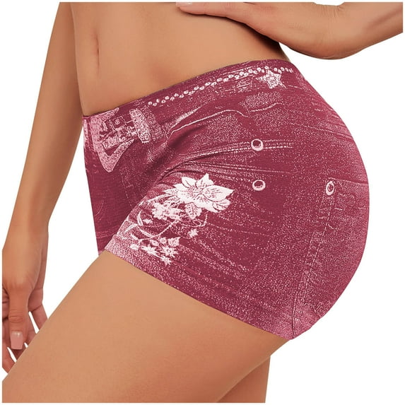 Cargo Shorts for Women Yoga Stretch Jeans Shorts for Women, Summer Mid Rise Butt Lifting Denim Shorts Leggings Wine Wine L