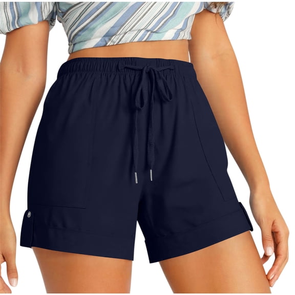 Cargo Shorts for women Women loose High Waist Elastic Drawstring shorts for Hiking & Summer, Athletic Outdoor Shorts with Pockets (Casual & Trendy)