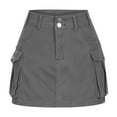 thumbnail image 1 of Cargo Skirt Women Button Mini Skirt with Pocket Bodycon Trendy Denim Jean Short Skirts Gray M, 1 of 4