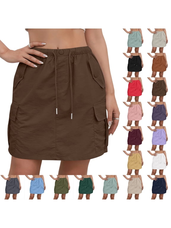 Cargo Skirts for Women, Mini Sports Hiking Summer Short Skirts with Pockets, High Waisted Golf Athletic Skorts, 2XL