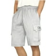 thumbnail image 1 of Cargo Sweat Shorts for Men Casual Drawstring Elastic Waist Athletic Workout Gym Jogger Shorts with Mult Pockets, 1 of 6
