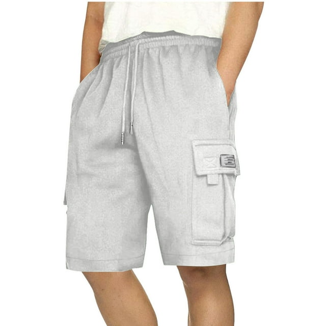 Cargo Sweat Shorts for Men Casual Drawstring Elastic Waist Athletic Workout Gym Jogger Shorts with Mult Pockets