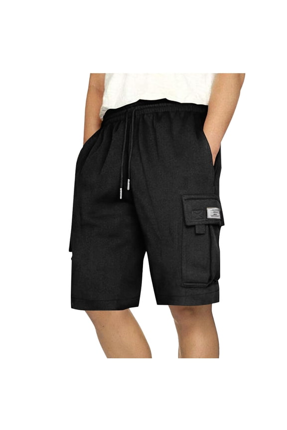 Cargo Sweat Shorts for Men Casual Drawstring Elastic Waist Athletic Workout Gym Jogger Shorts with Mult Pockets