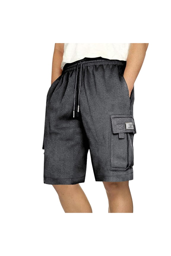 Cargo Sweat Shorts for Men Casual Drawstring Elastic Waist Athletic Workout Gym Jogger Shorts with Mult Pockets
