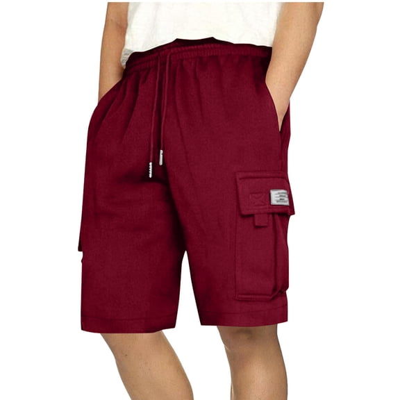 Cargo Sweat Shorts for Men Casual Drawstring Elastic Waist Athletic Workout Gym Jogger Shorts with Mult Pockets