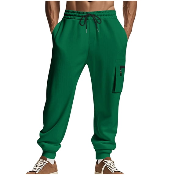 Cargo Sweatpant Joggers for Men Drawstring Working Running Jogger Pants with 3 Pockets Elastic Waist Straight Leg Long Sweat Pants