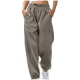 thumbnail image 1 of Cargo Sweatpants Fashi0n Casual Solid Elastic Waist Trousers Long Straight Pants Sweat Pants for Women, 1 of 6