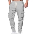 thumbnail image 1 of Cargo Sweatpants For Men Elastic Waist Drawstring Fleece Lined Pants Casual Workout Gray XL, 1 of 5
