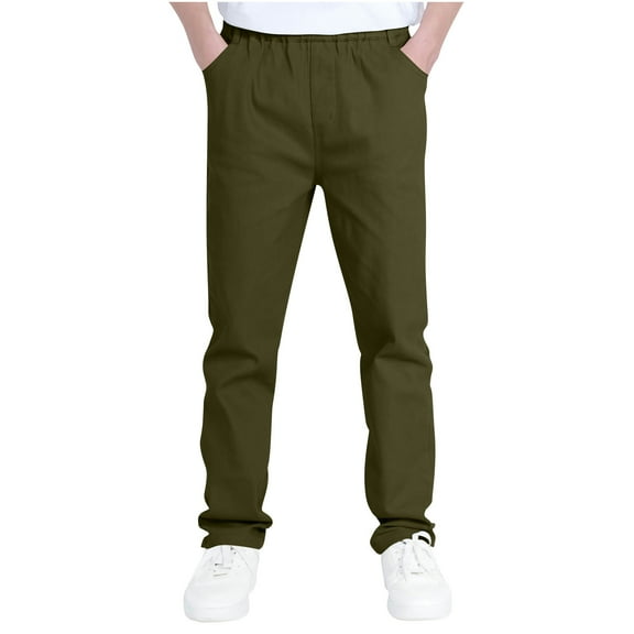 Cargo Sweatpants for Kids Solid Color Casual Athletic Pants with Multi Pockets Elastic Waist Jogger Pants Lightweight Soft Fashion Casual Long Pants for Children Kids