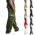 thumbnail image 1 of Cargo Sweatpants for Men - Men's Plus Size Fleece Cargo Sweatpants Wide Leg Drawstring Elastic Waist with Pockets Open Bottom Athletic Joggers​ Black 2XL, 1 of 5