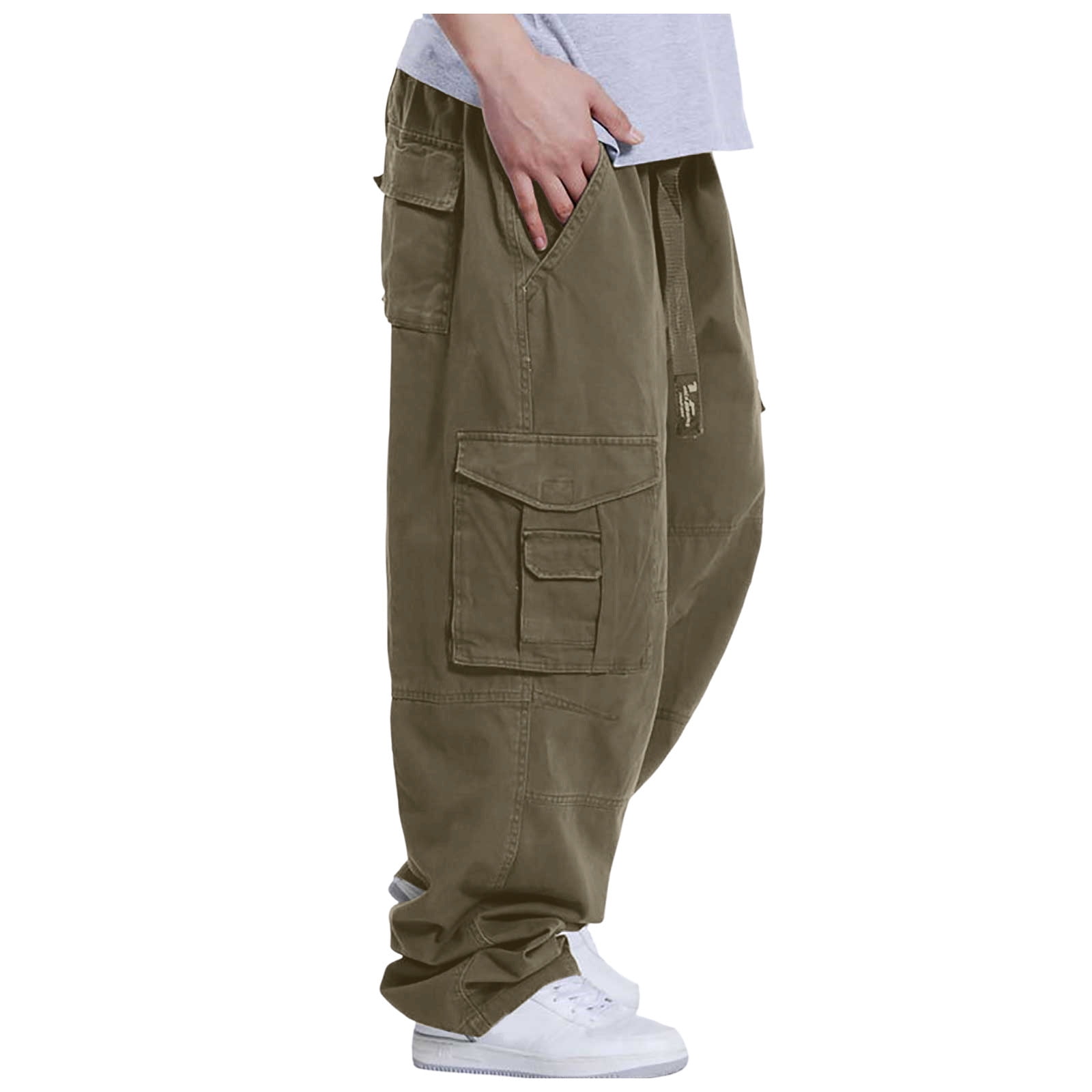 【DISCERNMENT】Double Pocket Multi Cargo Sweatpants Cargo Sweatpants for Men Men's Casual Fashion Hop Baggy