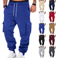 thumbnail image 1 of Cargo Sweatpants Mens Fleece Heavyweight Elastic Waist Pants with Pockets Baggy Drawstring Jogger Pants Royal Blue M, 1 of 9
