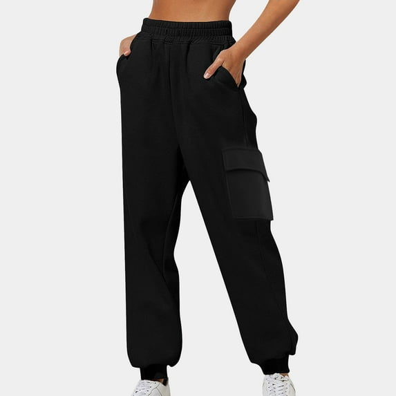 Cargo Sweatpants Women Casual Baggy Fleece Lined High Waisted Joggers Pants Wide Leg y2k Streetwear Cinch Bottom Yoga Pant with Pockets