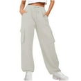 thumbnail image 1 of Cargo Sweatpants for Women Workout Pants with Pockets Wide Leg Cargo Trousers Baggy Jogging High Waisted Tracksuit Bottoms, 1 of 6
