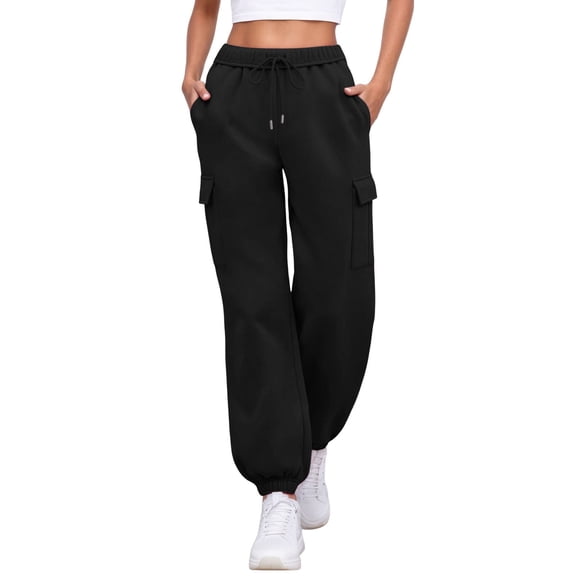 Cargo Sweatpants Womens Women's Black Sweatpants Lounge Sweatpants with Pockets Pull on Pants Comfy Work Pants Women