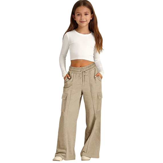Cargo Sweatpants for Girls Oversized Baggy Track Sweat Pants School Running Casual Joggers Trousers for Teen Kids