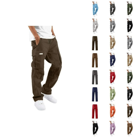 Cargo Sweatpants for Men 2025 Casual Elastic Waist Drawstring Cargo Work Pants with Pockets Streetwear Mens Trousers