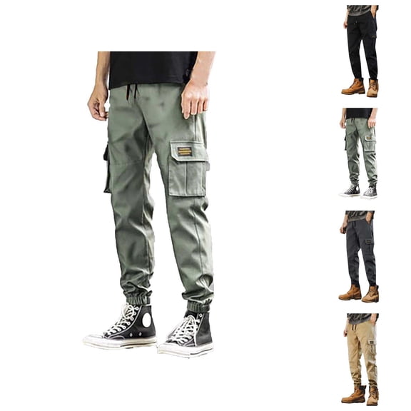 Cargo Sweatpants for Men 2025 Casual Elastic Waist Drawstring Loose Harem Pants Joggers with Pockets Mens Trousers