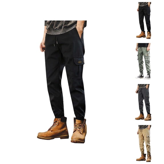 Cargo Sweatpants for Men 2025 Casual Elastic Waist Drawstring Loose Harem Pants Joggers with Pockets Mens Trousers