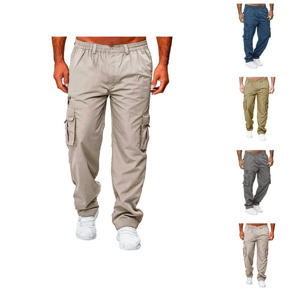 Cargo Sweatpants for Men 2025 Casual Outdoor Elastic Waist Straight Leg Work Pants with Pockets Mens Trousers