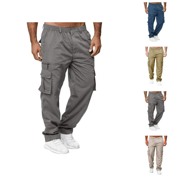 Cargo Sweatpants for Men 2025 Casual Outdoor Elastic Waist Straight Leg Work Pants with Pockets Mens Trousers