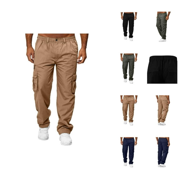 Cargo Sweatpants for Men 2025 Casual Outdoor Straight Leg Elastic Waist Work Pants with Multiple Pockets Mens Trousers
