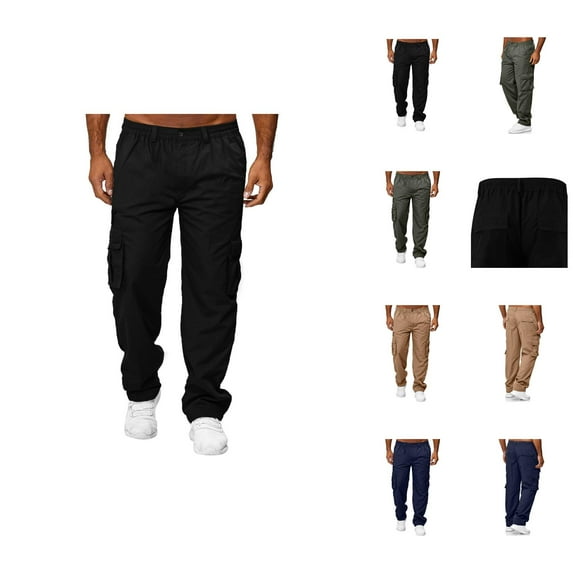 Cargo Sweatpants for Men 2025 Casual Outdoor Straight Leg Elastic Waist Work Pants with Multiple Pockets Mens Trousers
