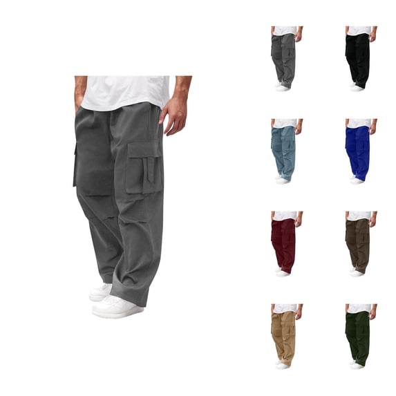 Cargo Sweatpants for Men 2025 Straight Leg Loose Fit Baggy Joggers with Pockets Mens Casual Pants Trousers