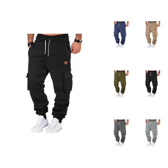 Cargo Sweatpants for Men 2026 Fall Winter Casual Drawstring Elastic Waist Cargo Jogging Sweatpants Trousers with Pockets