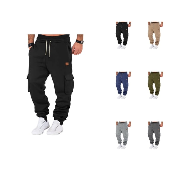 Cargo Sweatpants for Men 2026 Fall Winter Fashion Drawstring Elastic Waist Cargo Jogger Sweat Pants Trousers with Pockets