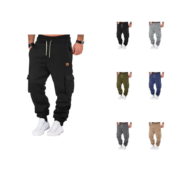 Cargo Sweatpants for Men 2026 Fall Winter Fashion Drawstring Elastic Waist Cargo Jogger Sweat Pants with Pockets Trousers