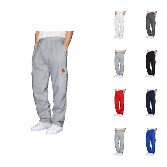Cargo Sweatpants for Men 2026 Fall Winter Fashion Drawstring Elastic Waist Casual Pants Trousers with Pockets